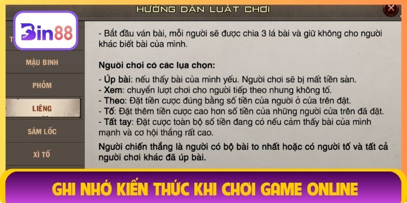 Ghi nhớ kiến thức khi chơi game online